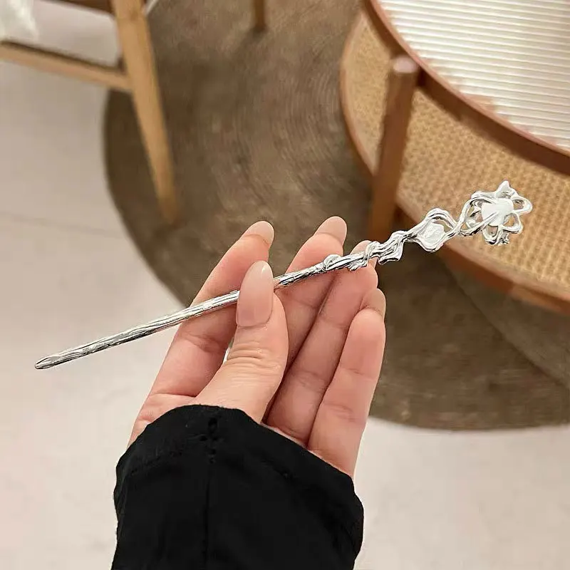 أعواد شعر على شكل نجمة للكعك شعر طويل صيني هانفو آسيوي عتيق، دبابيس شعر طويلة للنساء والفتيات