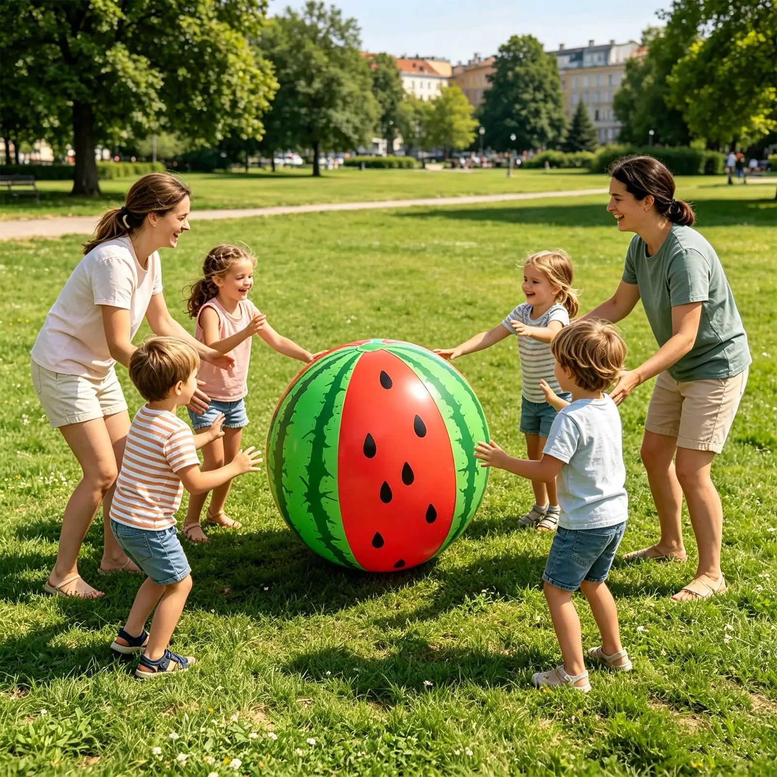 Watermelon Pool Ball 29.52In PVC Large Pool Float Fruit Watermelon Beach Balls For Kids Adults Water Park Vacation Lake Backyard