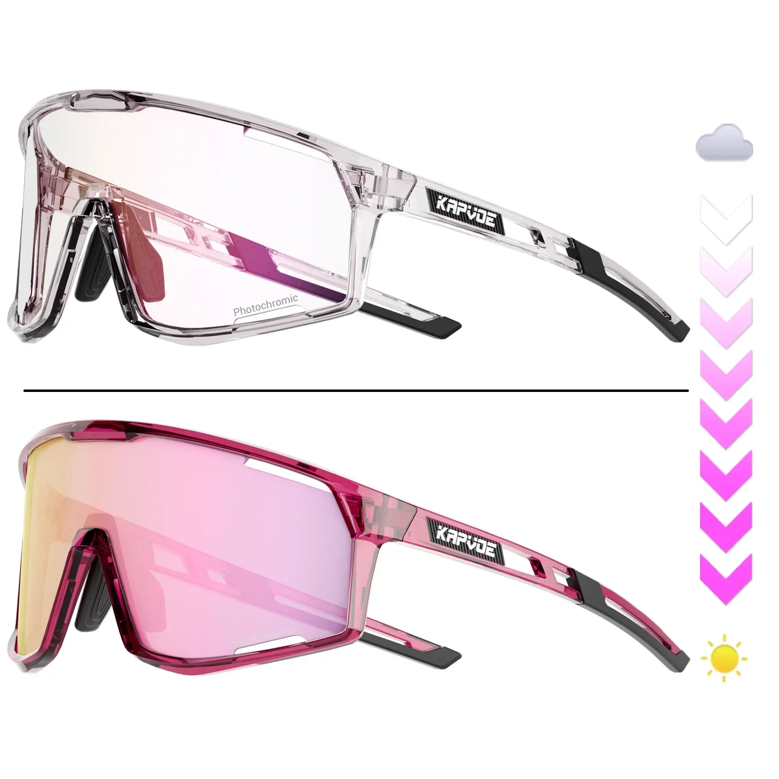 Kapvoe armação fotocromática e lente óculos de sol de bicicleta para homens óculos de ciclismo fotocromáticos uv400 óculos esportivos para dirigir 2024