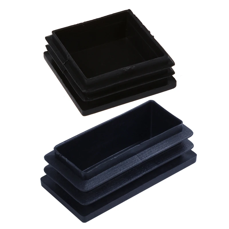 34 Pcs Black Plastic Tubing Tube Insert Blanking End Caps, 4 Pcs Square 50X50mm & 30Pcs Rectangle 25X50mm