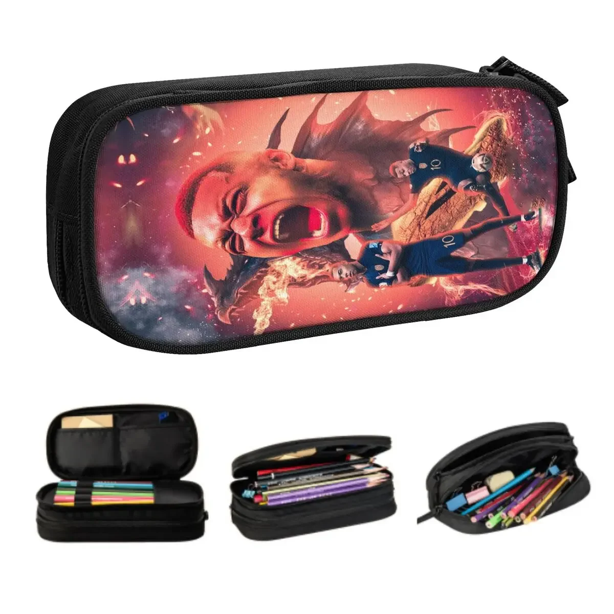 Custom Football Mbappes Collage Korean Pencil Case Girls Boys Large Storage Soccer Gift Pencil Pouch Students Stationery