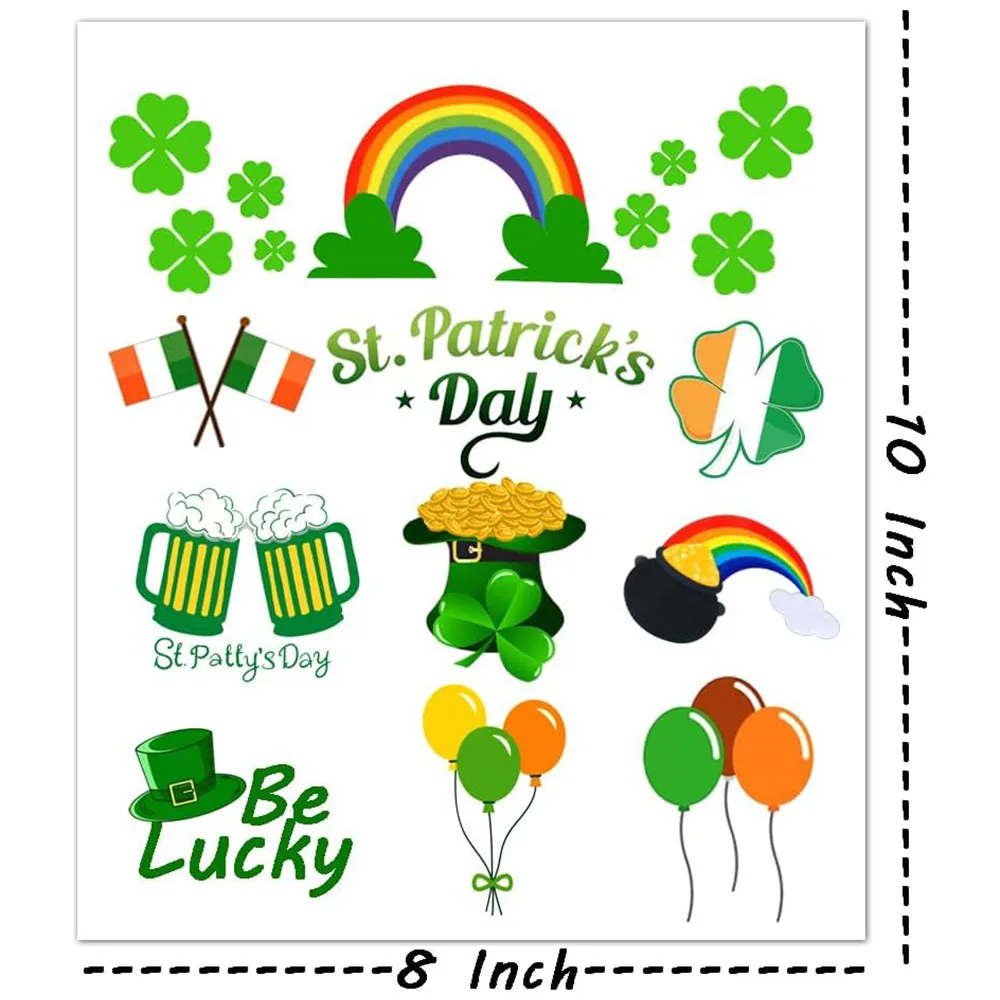 St Patricks Day Rub on Transfer Decals Door Ornaments Stickers for Saint Patty Holiday Party 2 Sheets