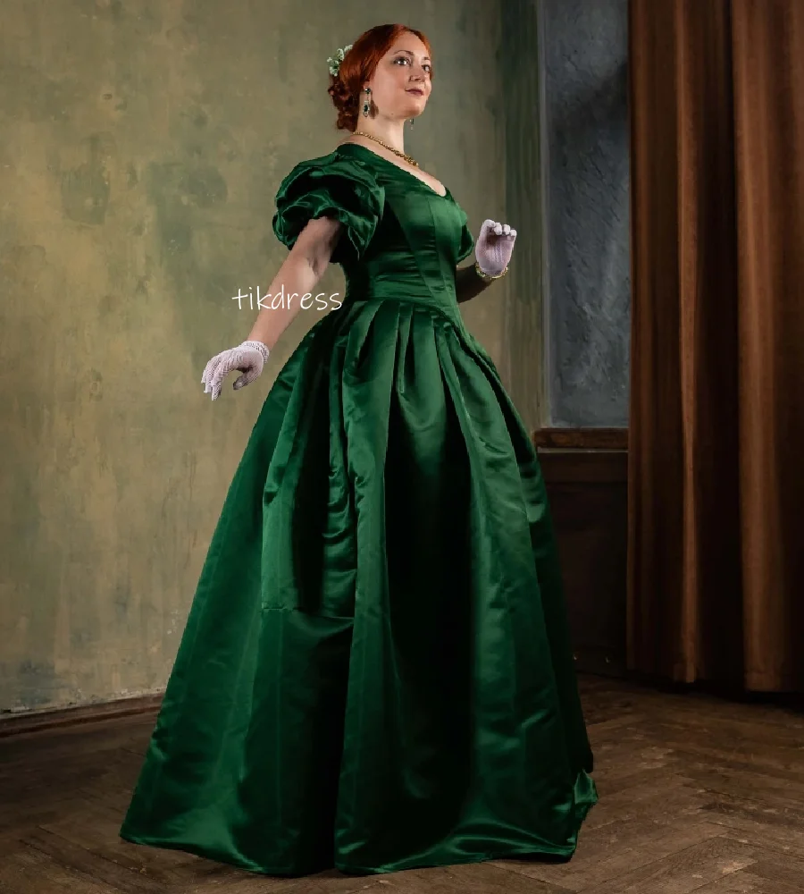 

1850s Crinoline Victorian Prom Dress Historical Civil War Era Green Evening Dresses 2025 Costume Pioneer Party GownCustomized