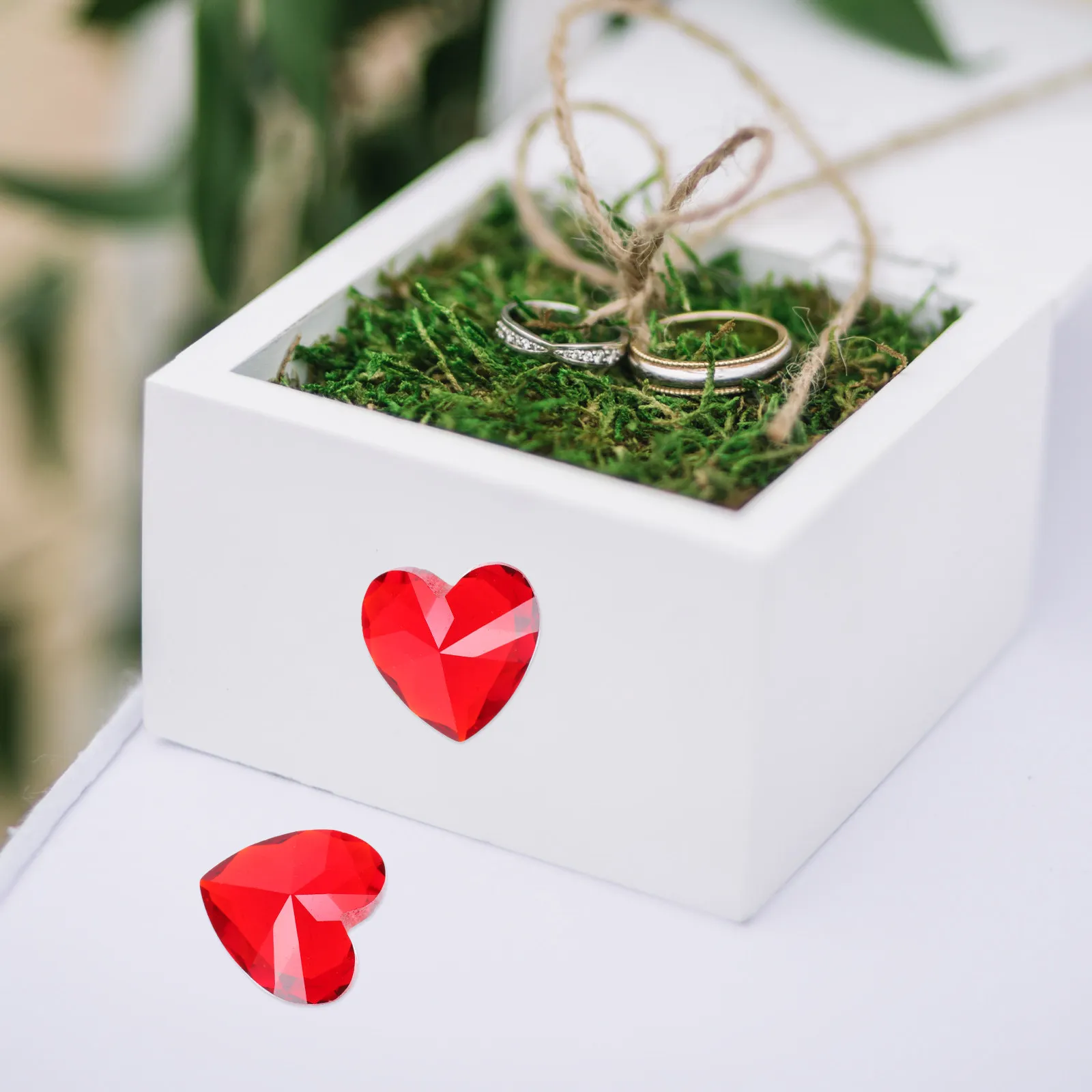 20Pcs Heart Shaped Artificial Glass Decorations Romantic Wedding Party Table Scatter Home Bridal Shower Red