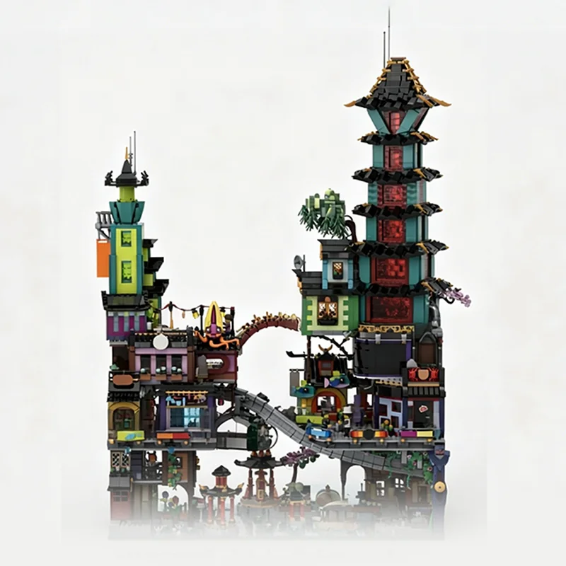 10643pcs MOC City Apartments Ninjia Model Building Blocks Creative Display Gift Collectible Decor Kids Premium Adult Desk Home