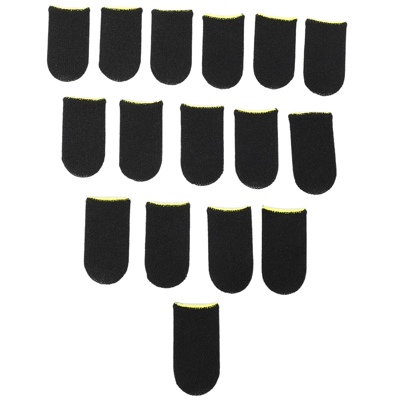 

18-Pin Carbon Fiber Finger Sleeves For PUBG Mobile Games Press Screen Finger Sleeves Black & Yellow(16 Pcs)