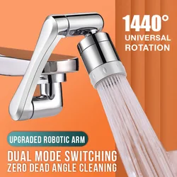 In acciaio inox universale 1440 ° girevole braccio robotico girevole estensione rubinetto aeratore lavello da cucina rubinetto Extender 2 modalità flusso d'acqua