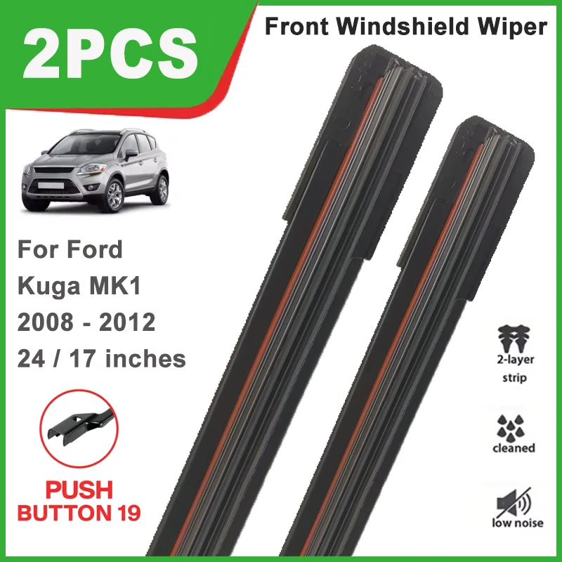 

24"+17" Double Rubber Front Wiper Blades, Durable Windscreen Windshield Replacement Parts For Ford Kuga MK1 2008-2012 2009 2010