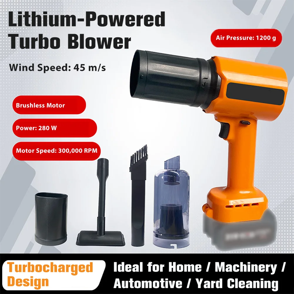 

Powerful Air Blower Brushless Electric Turbo Blowers Jet Fan Handheld Leaf Blower Dust Blowing for Makita 18V-21V Battery Pins