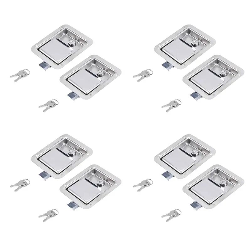 A03Z-Hardware 8 Pack Stainless Steel Paddle Slam Latch With Lock & Key - Flush Single Point Handle For Door Trailer RV Jeep