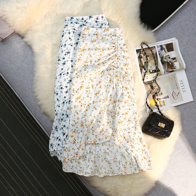 

Sweet Floral Skirt Women 2024 Spring and Summer Design Niche Long Skirt Irregular Verastile Fishtail Skirt Female