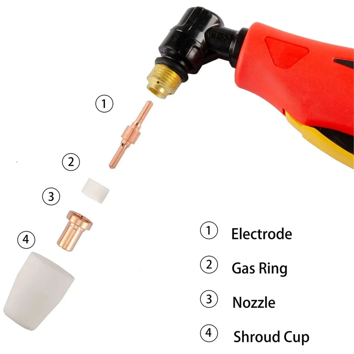148Pcs PT-31 Extended Air Plasma Cutting Nozzle Electrode Consumables Fit for CUT-40 CUT-50D CT-312