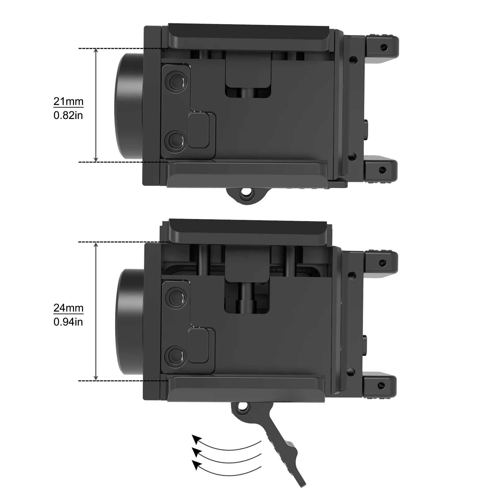 Imagem -04 - Mini Lanterna Recarregável para Picatinny Rail Securitying Gf06 800 Lumen Modos de Luz Impermeável 20 mm Largura