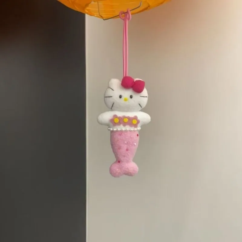 Kawaii 헬로 키티 Sanrio 플러시 장난감 귀여운 인어 시리즈 플러시 인형 배낭 펜던트 키 체인 소녀 휴일 생일 선물