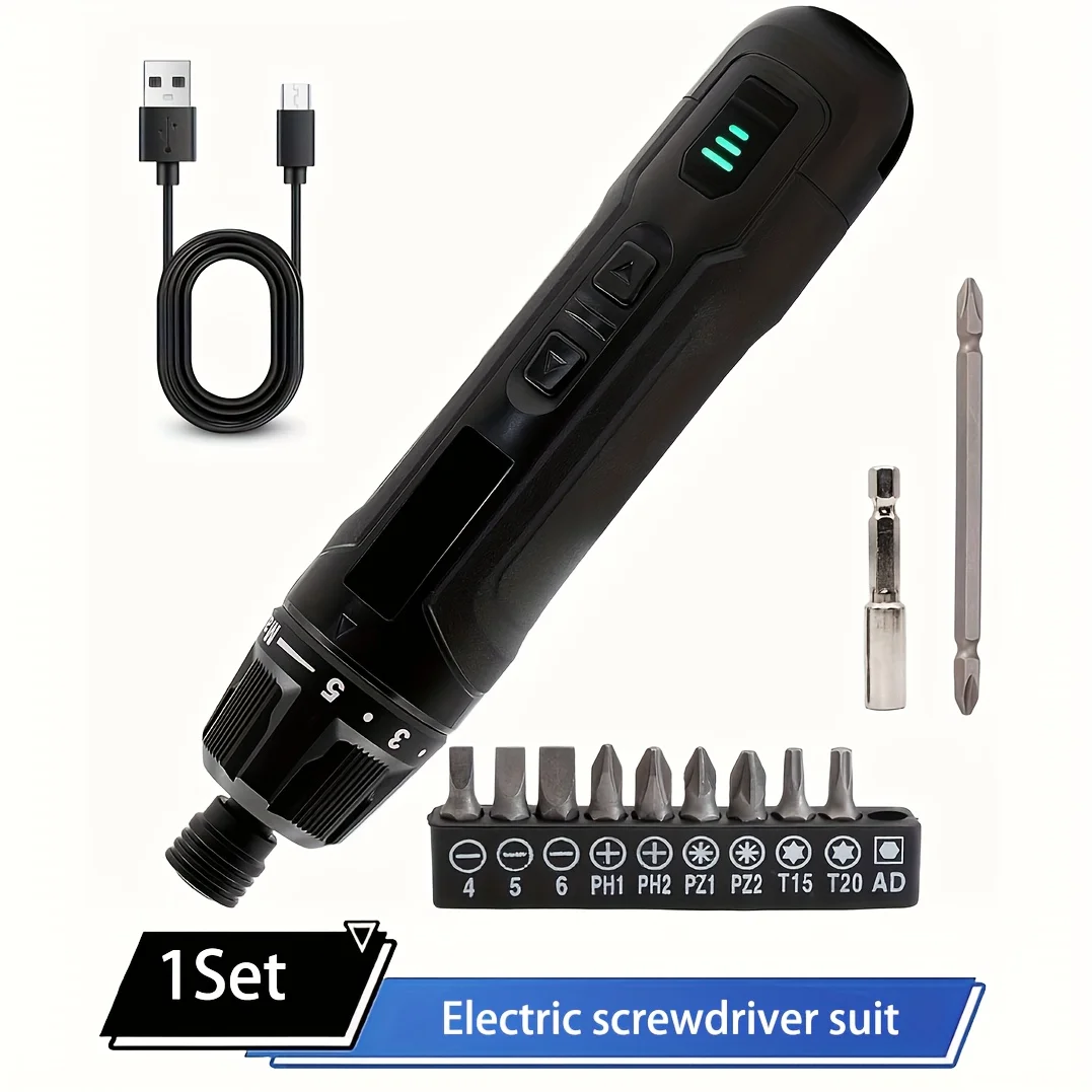 Electric Screwdriver, 350 RPM 3.6V, 5 Torque, 5N.m 2000mAh, Cordless Screwdriver Set, TYPE-C Charging Cable Manual & Electric