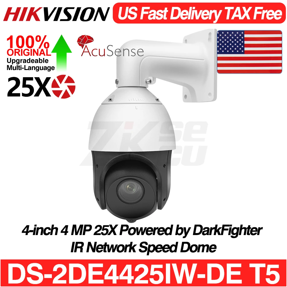 Hikvision DS-2DE4425IW-DE(T5) Original 4inch 4MP 25X DarkFighter Network Speed PTZ Deep Learning 100m IR Audio&Alarm I/O SD Slot