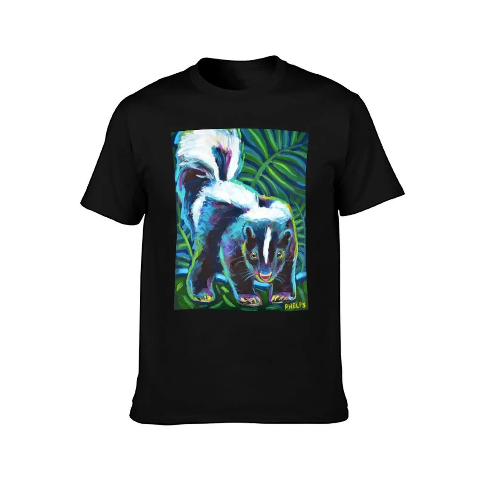 Colorful Skunk Art by Robert Phelps T-Shirt Light Athletic Short Sleeve Tee Shirt T-Shirt
