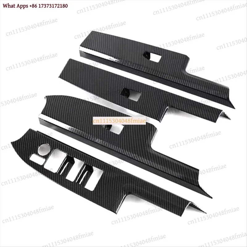 4PCS Car Window Glass Lift Button Switch Cover Trim Door Armrest Panel for Toyota Bz4X 2022 2023 Carbon Fiber Style