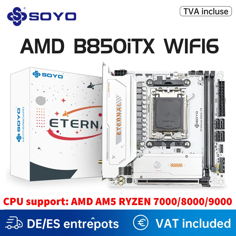 SOYO B850ITX WiFi6 carte mère de jeu double canal DDR5 AM5 prend en charge Ryzen 7800X3D 9900X CPU PCIE5.0 NVME type-c carte mère AMD