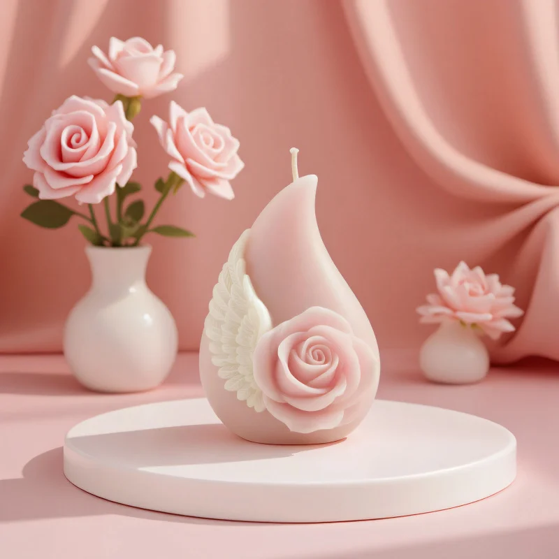 

2pcs Rose Wings Silicone Mold for Scented Candles, Teardrop Aroma Diffuser Stone, Romantic DIY Craft