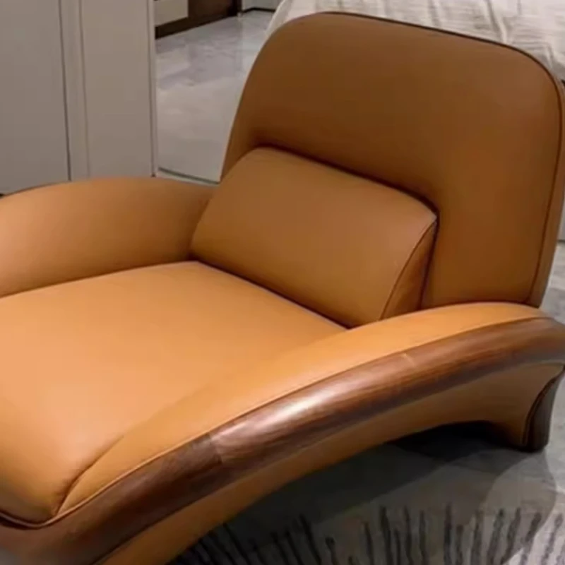 كرسي أريكة فردي من خشب الجوز الأسود الإيطالي البسيط لمشاهير الإنترنت بسيط وحديث وخفيف الوزن وأثاث منزلي فاخر #4