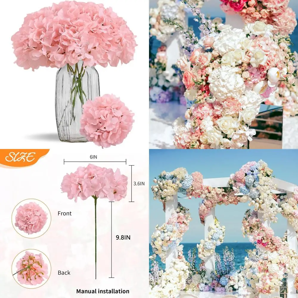 

80-Piece Artificial Hydrangea Flowers with Stems for Weddings, Home, and Party Decorations