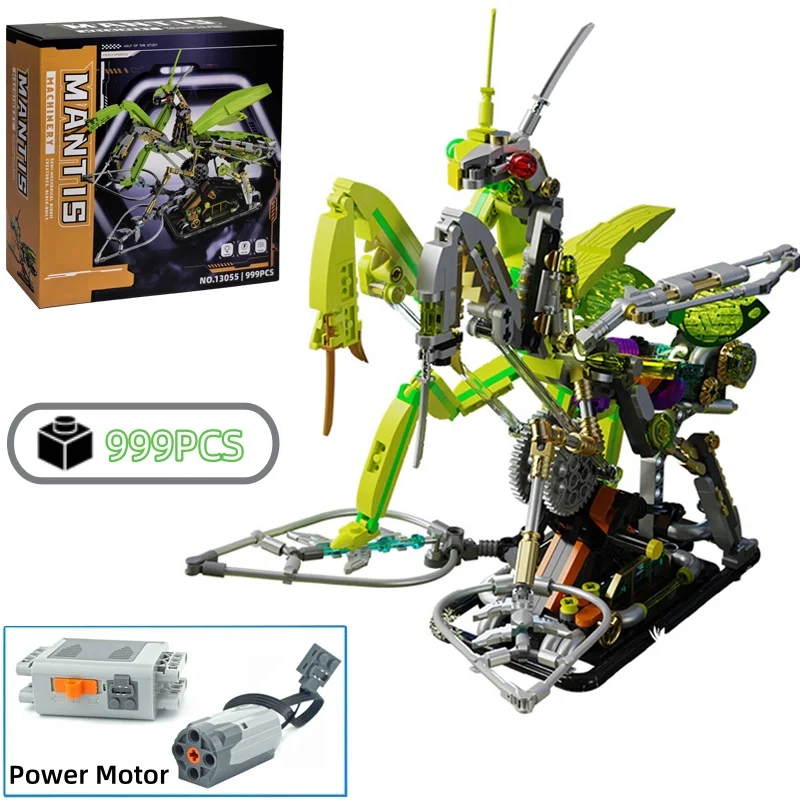 

2025 Mechanical Mantis Building Blocks Animal Model Bricks Creative DIY Desktop Decoration Assembly Kids Christmas birthday Gift