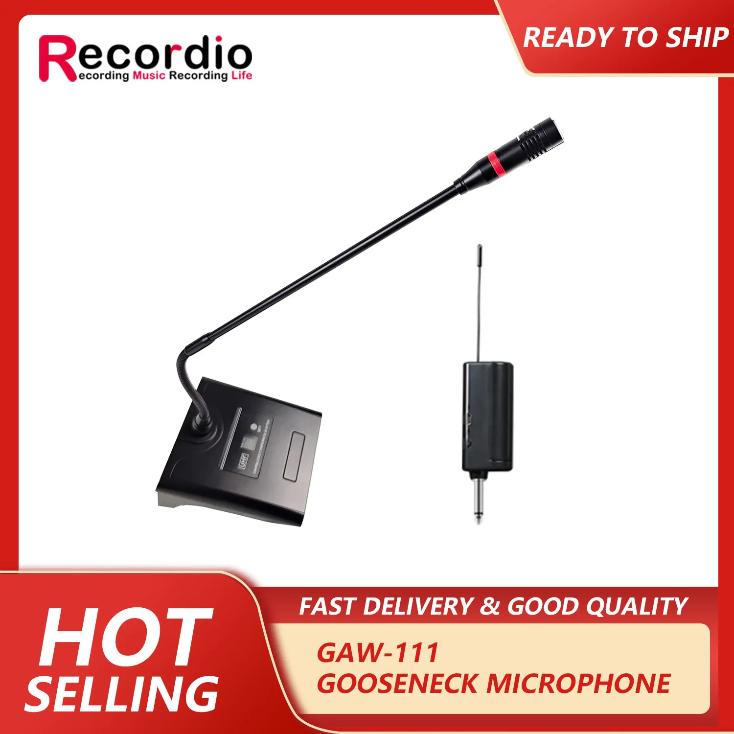 GAW-111 UHF Wireless Desktop One Drag One Gooseneck Microphone Teaching Computer Video Conference Microphone