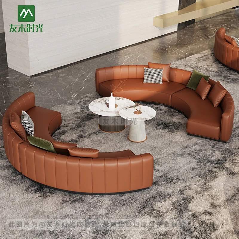 Restaurant Booth SetBusiness Negotiation , Hotel Lobby Curved , VIP Hall Reception Room, Sales Office Sofa Set