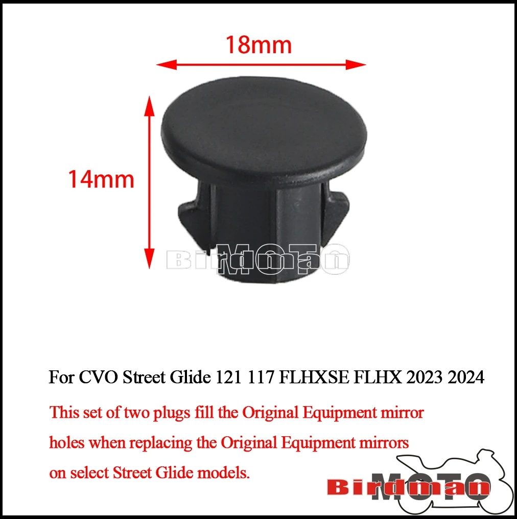 For Harley TOURING Street Glide CVO 121 117 FLHXSE FLHX 2023 2024 Motorcycle Accessory A Pair Fairing Mirror Hole Plugs Black