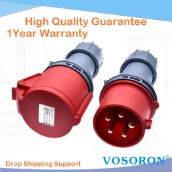 AC 380-415V 16A/ 32A Red IP44 3P+N+E IEC309-2 Industrial Socket Connector