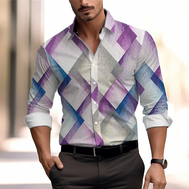 

Spring New 3D Printed Color Floral Print Long Sleeve Shirt Cool Men's Streetwear Long Sleeve Fashion Vintage Y2k Clothing Top