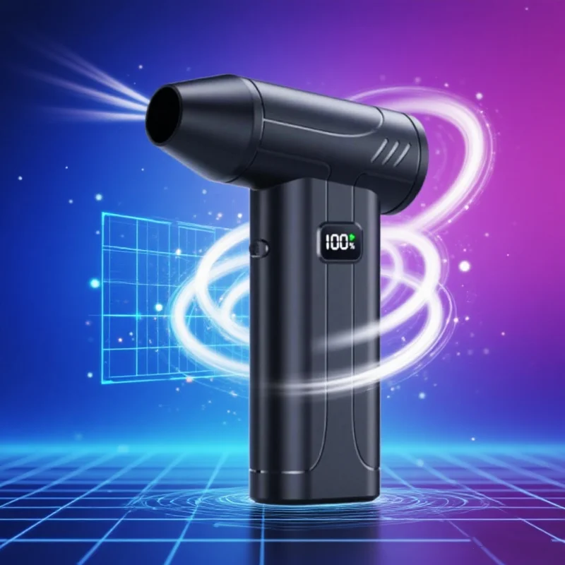 

Мини-сильный вентилятор 990000 об/мин, электрическая воздушная тряпка с 5-ступенчатым вентилятором, беспроводной сверхмощный воздуходувка для очистки автомобильной клавиатуры