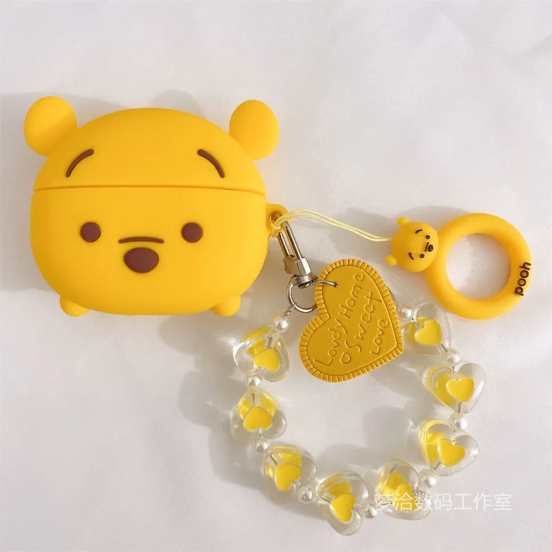 디즈니 러브 체인 귀여운 곰돌이 푸우 Apple AirPods 3세대 Pro 보호 케이스에 적합1/2 블루투스 이어폰 커버