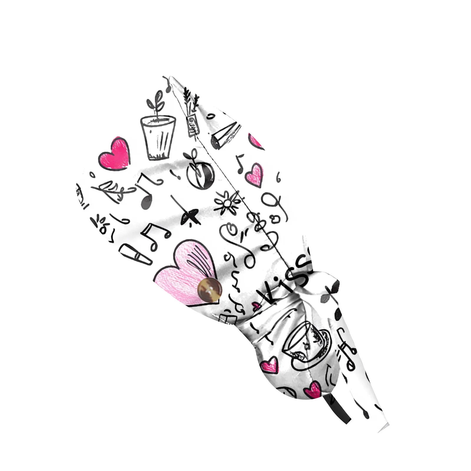 Verstelbare chirurgische scrubcaps Paardenstaarthouder met knopen Voedingshoeden Lang haar Bouffant Bloemenprint Verpleegsterspetten Dames en heren