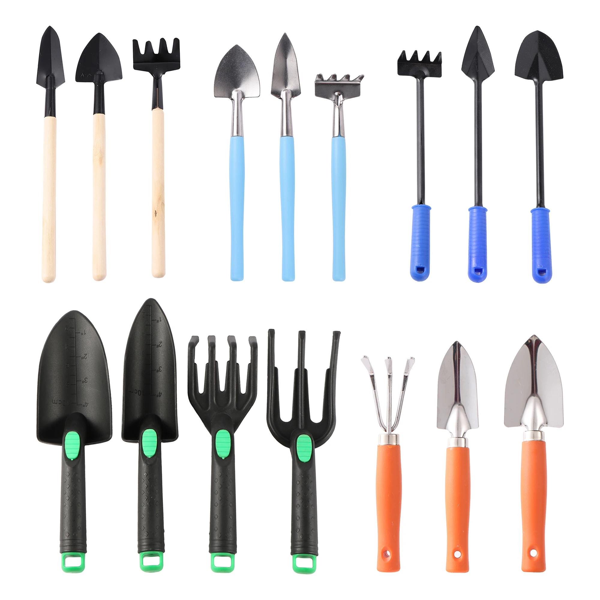 Planting Tools Small Shovel Rake With Wooden Handle Plastic Digging Seedling Tool Garden Pot Care Kit