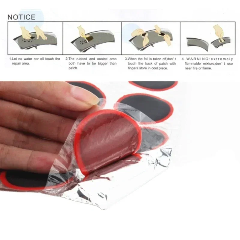 25mm Bike Rubber Puncture Patches Bicycle Tire Tyre Tube Repair Cycle Patch Kit No Glue Bicycle Inner Tube Puncture Repair Tool