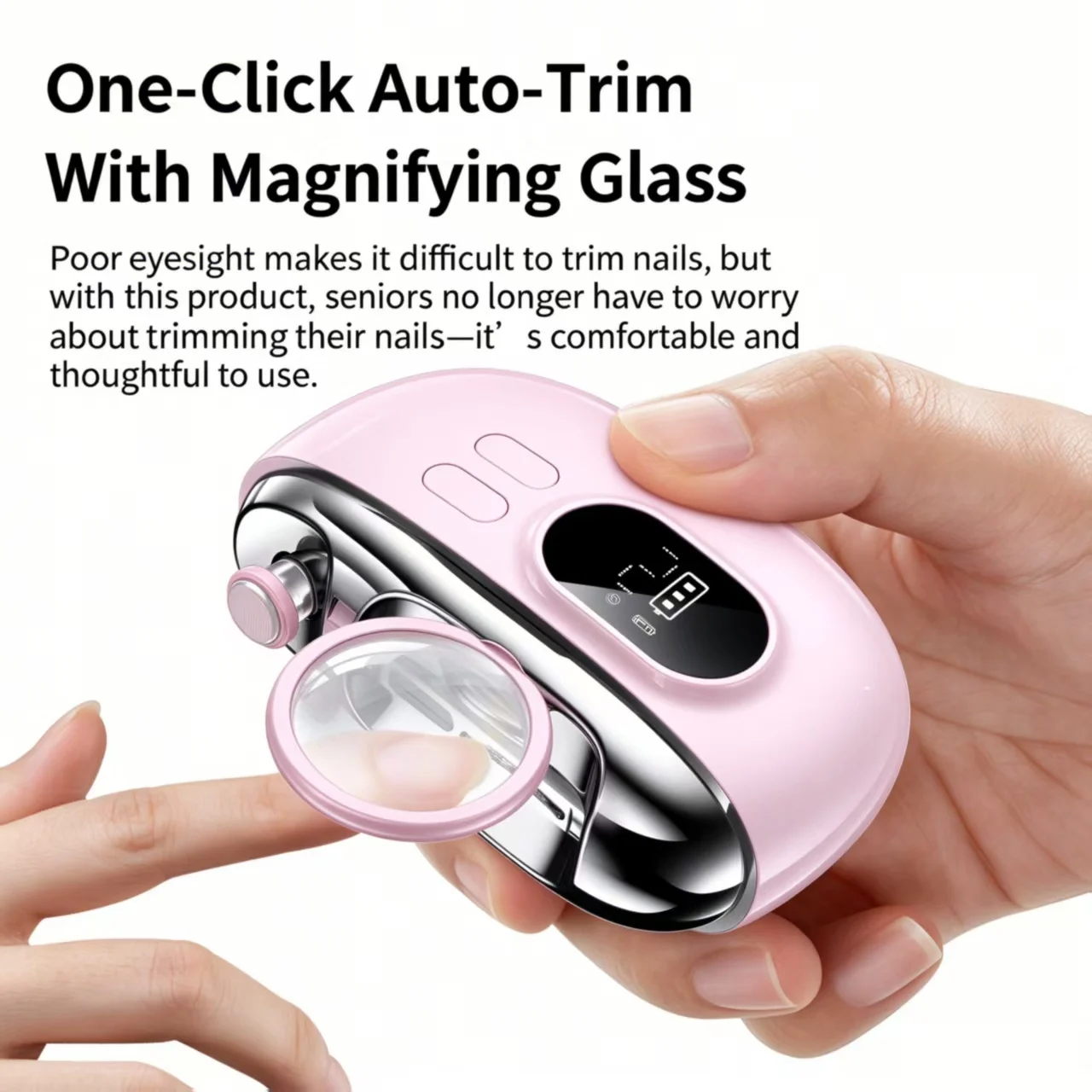 Electric Nail Clipper with 4-Side Patent Blade HD Magnifier Digital Display Rechargeable Nail Trimmer with Replaceable Grinding