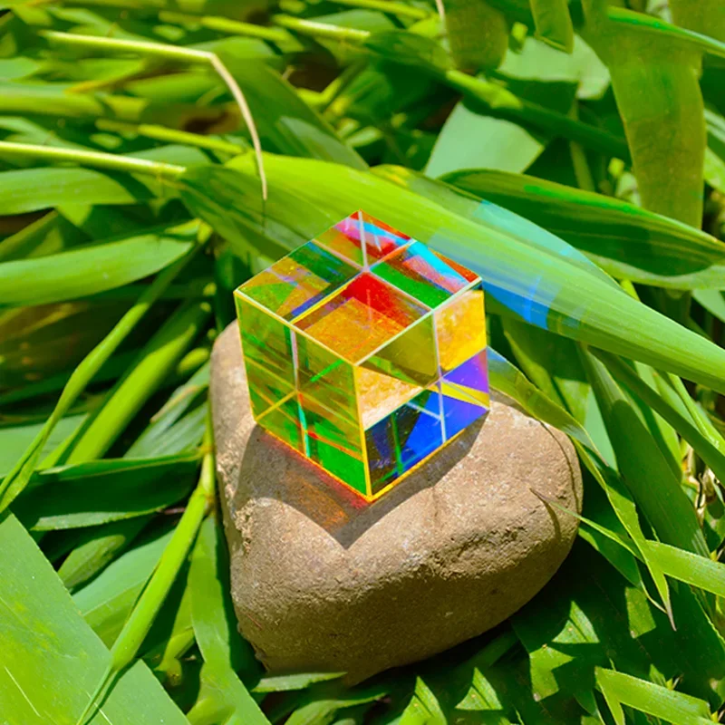 X-cube  20x20mm Color Prism Beam Combiner  Dichroic Glass Optical Prism  Laser Cube Rainbow Glass Light Gift