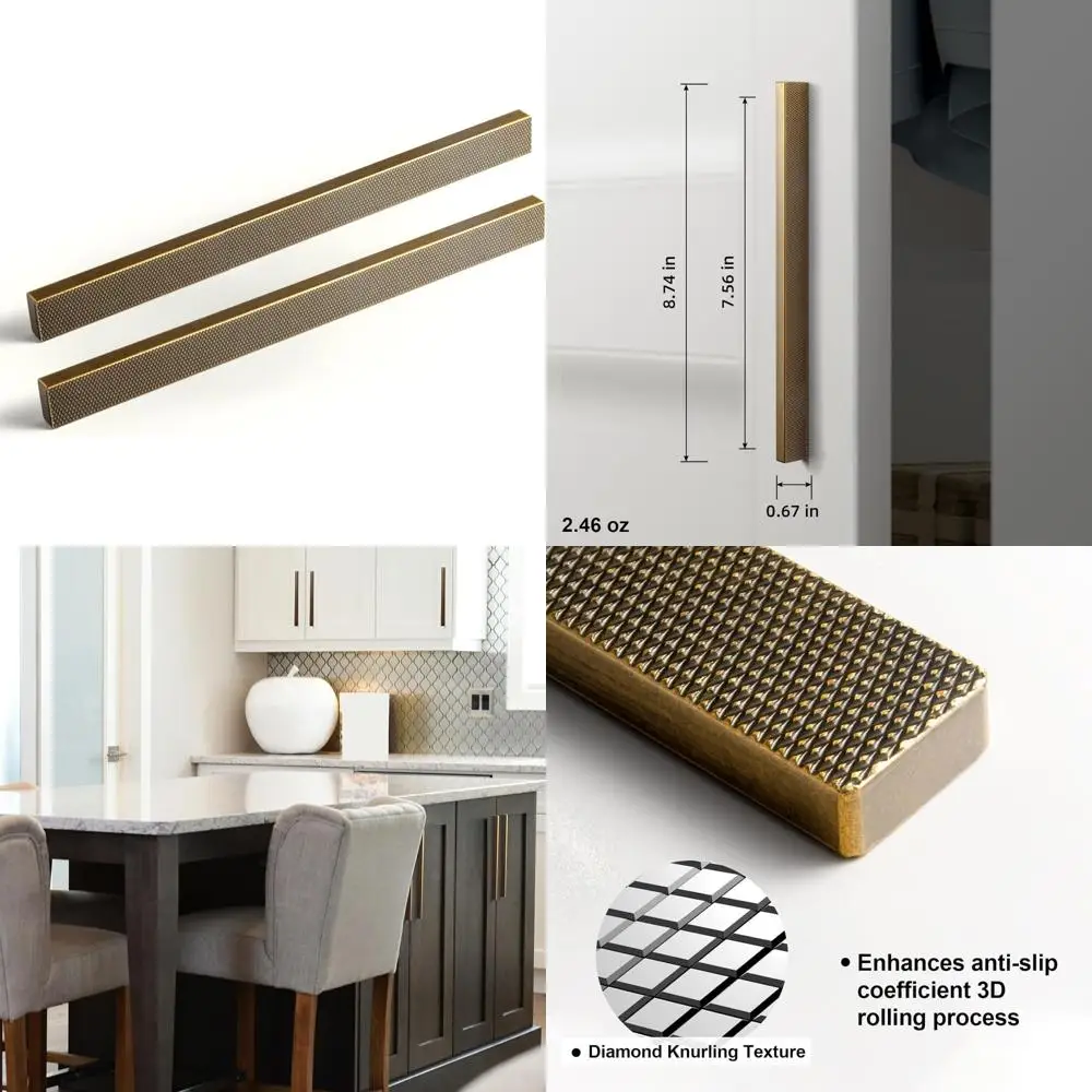 

Антикварные латунные ручки для шкафа с накаткой, 7 шт., 9/16 дюймов, винтажные барные ручки для ящиков, комодов и мебели с текстурированной G