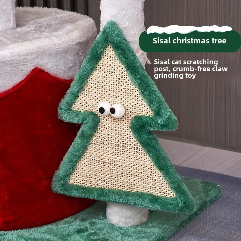 Christmas cat climbing frame, cat nest integrated, winter velvet  shelf, a sisal wear-resistant