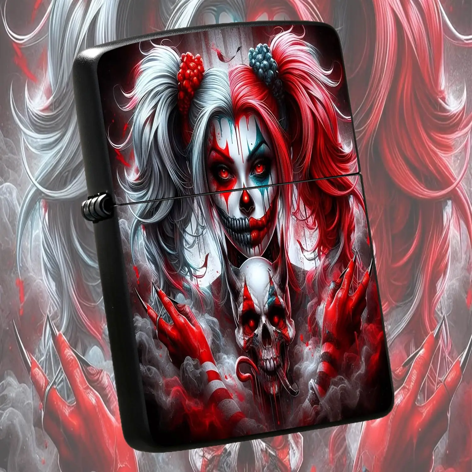 Clown Girl Themed Lighter, Gothic Dark Art Style Portable Ornament, Full-Scene Usable Stylish Decorative Accessory, Unique Eye-Catching Gift for Art Lovers for Daily Travel Party Use  A Humorous And Interesting Lighter
