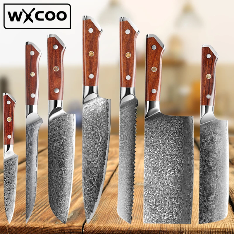 Professional Japanese Chef Knives Damascus Steel VG10 Meat Fish Fruit Bread Santoku Knife Butcher Boning Cleaver Kitchen Knife