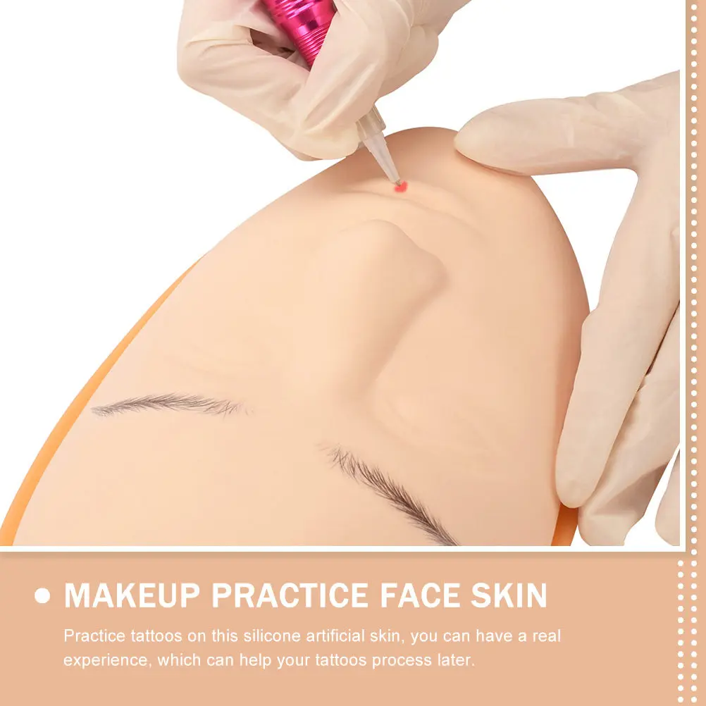 Artificial Silicone Tattoo Practice Skin Fake Face Mannequin for Makeup Tattooing Training Eyebrow Embroidered Practice