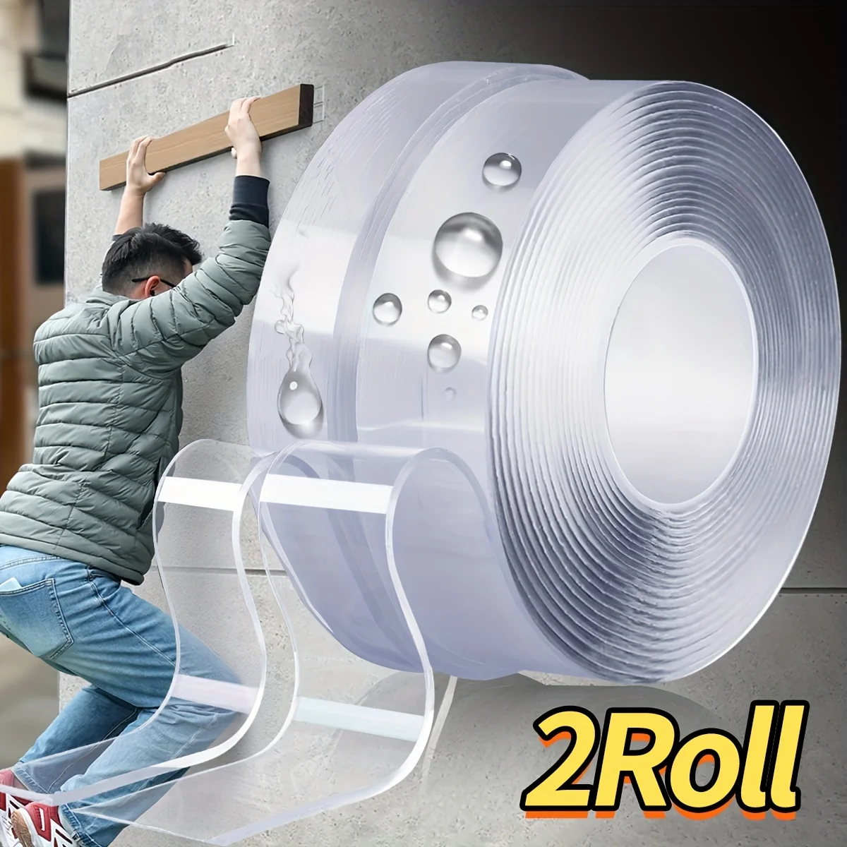 2 rollos de cinta Nano de doble cara de 5m, adhesivo transparente de alta viscosidad sin residuos, utiliza para fijación de plástico de coche, oficina en casa