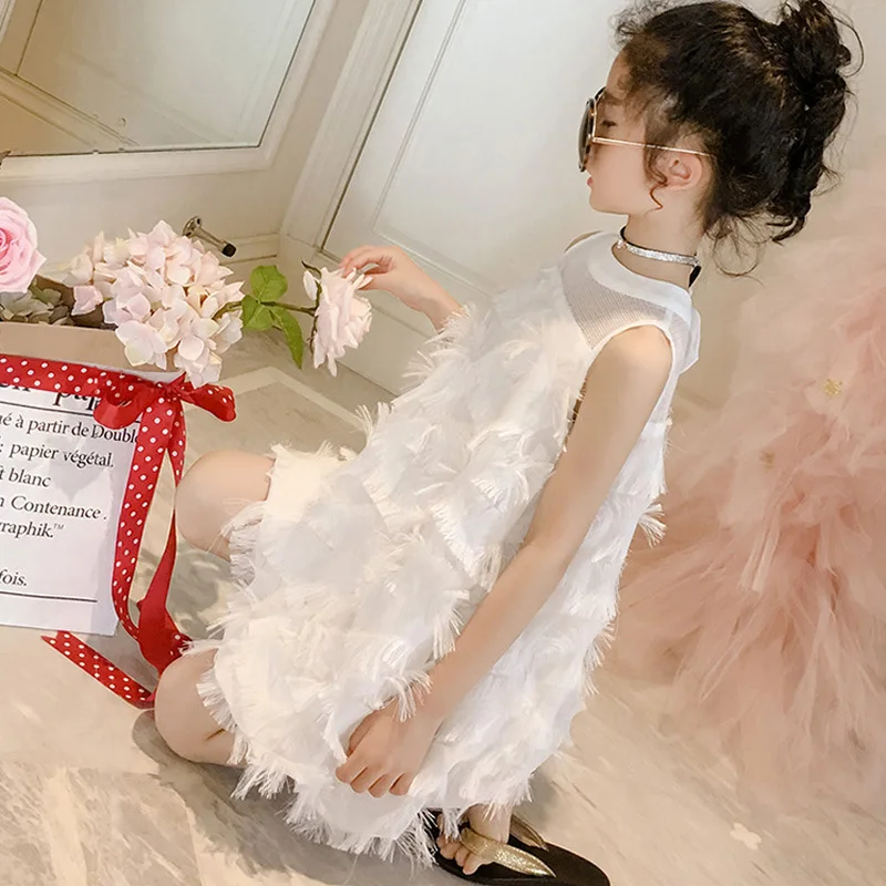 2026 Summer New Korean Style Solid Tulle Princess Dress Elegant Sleeveless Dress For Older Girls