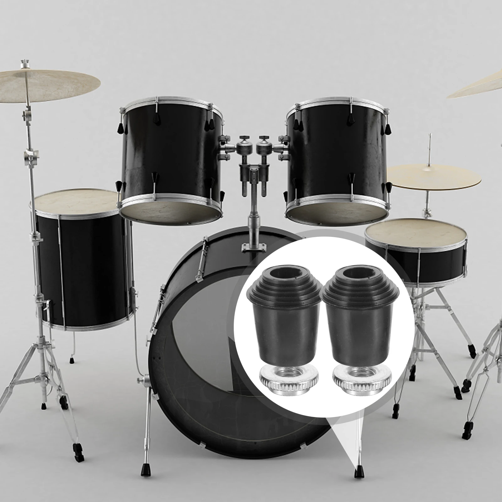 

8 Sets Black Rubber Replacement Leg Boots Durable Drum Kit Supplies St Cushion Lightweight Portable Non slip Drum