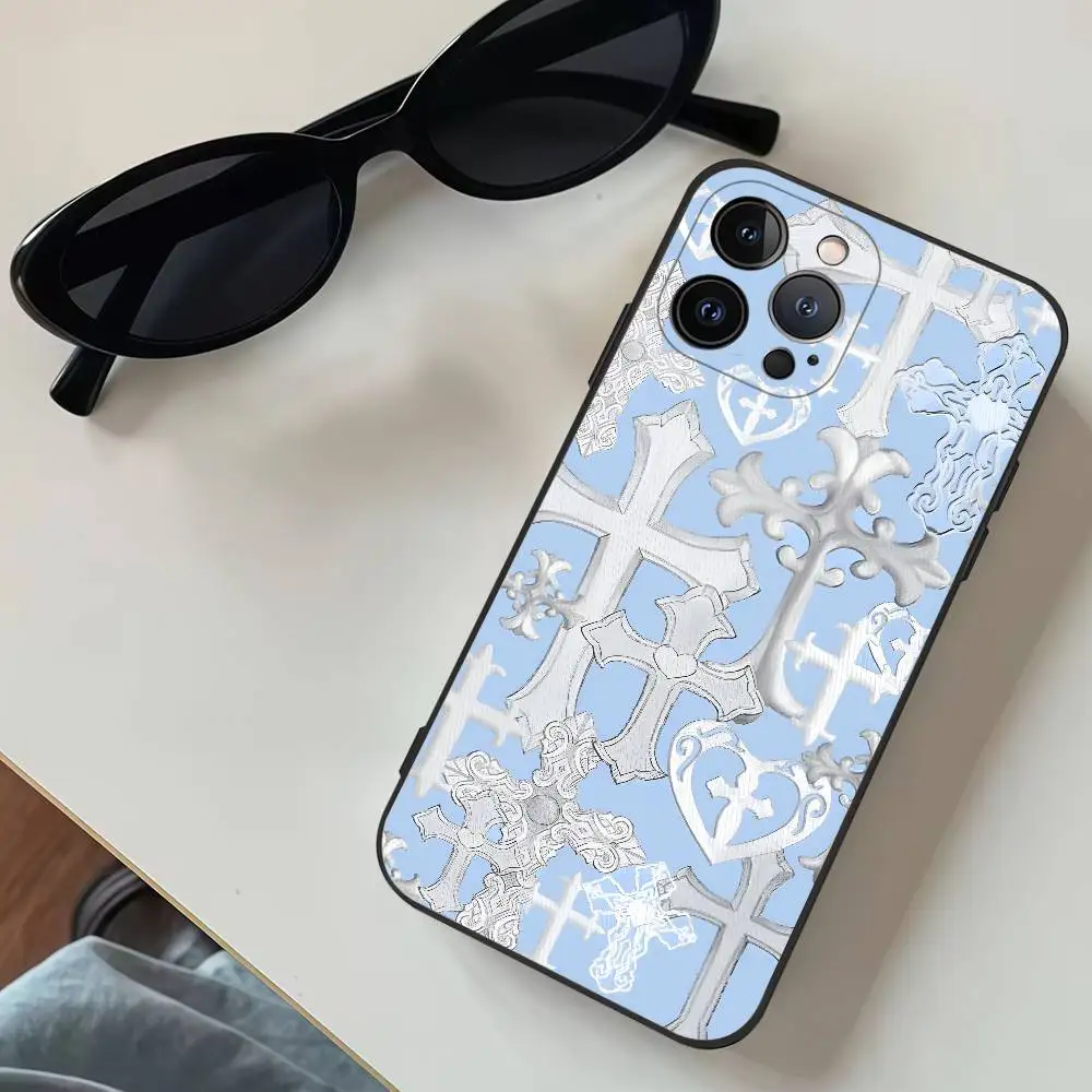Cross Girl Phone Case Black Soft Silicone TPU Phone Case For IPhone 11 12 13 14 15 16 Pro Plus Mini Max