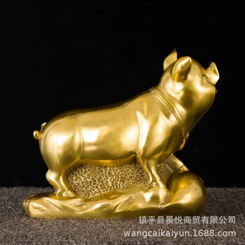 Pure copper pig figurine Golden pig, copper pig, home decor, feng shui ornaments, twelve zodiac animal figurines