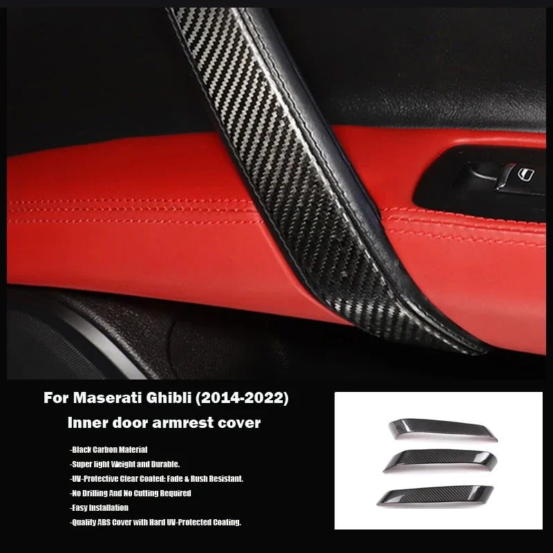

Left hand drive Dry Carbon fiber Inner door handrail panel Car accessories For Maserati Ghibli 14-22